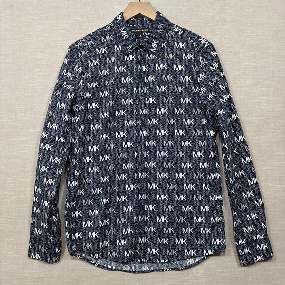 Michael Kors Mens Iconic MK Logo Shirt Medium Designer Streetwear Classic Urban - Picture 1 of 7